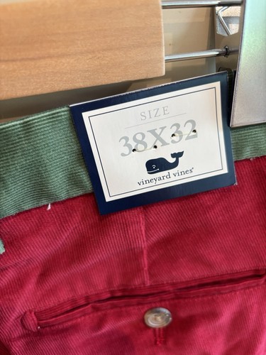 Vineyard Vines Harmon Hose grün rot Urlaub Cord Baumwolle Hose 38x32 Neu mit Etikett - Bild 7 von 9