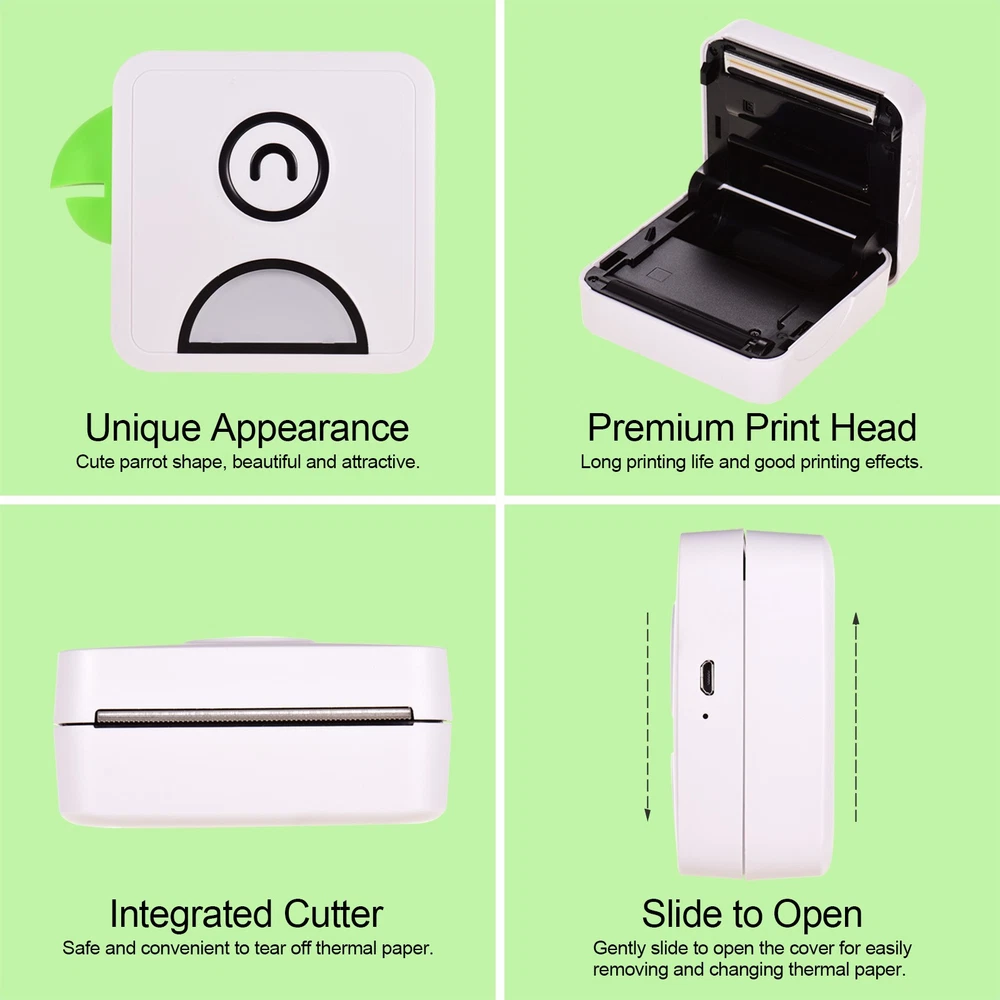 Portable Bluetooth Inkless Photo Printer 203DPI for Mobile Journaling and Crafts