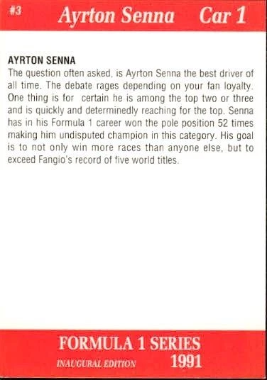1991 Carms Formula 1 #3 Ayrton Senna F1 HOF - Image 2 of 2