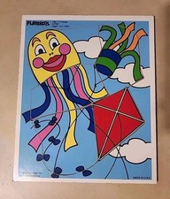 Vintage 1988 Playskool Wooden Puzzle Happy Kite 5 Piece Made in USA Ages 1-3