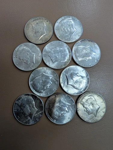 Lot Of 10pc 90% Silver Kennedy Dollars $5 FV