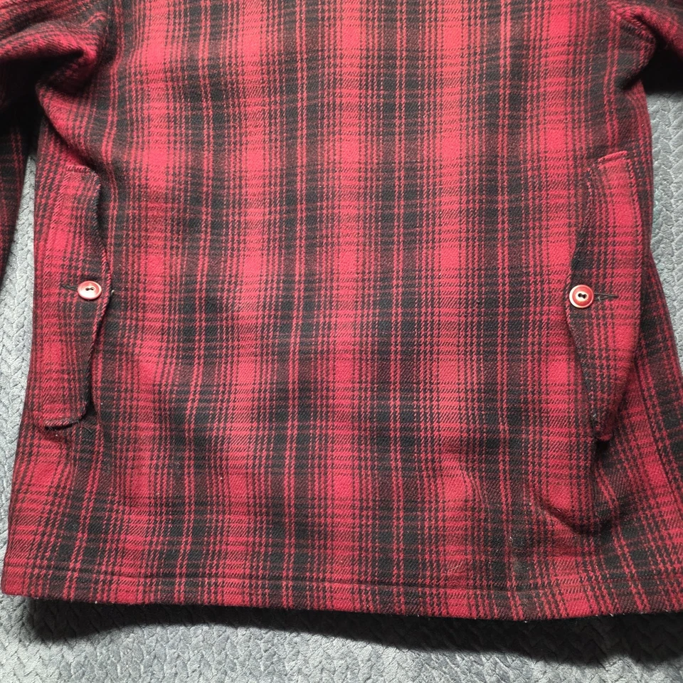 VTG Woolrich Men’s 44L Red Black Plaid Wool Hunting Jacket USA Made Model 503 - Image 3 of 4
