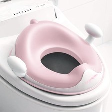 Potty Training Toilet Seat with Cushion, Handles, Splash Guard