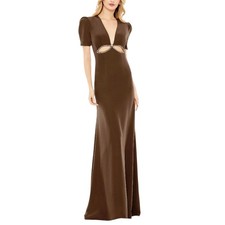 Mac Duggal A2630 Brown Evening Gown Beaded Cut Out Formal Column Dress Size 6