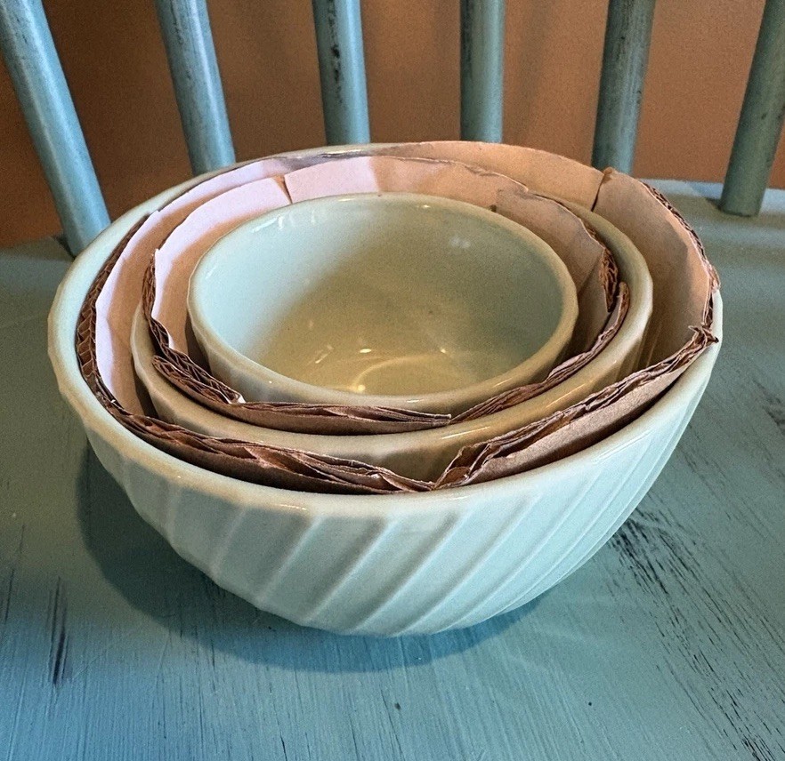 Martha Stewart Piece Stoneware Mini Bowl Set Mint Green Cottage Style  ~NEW~