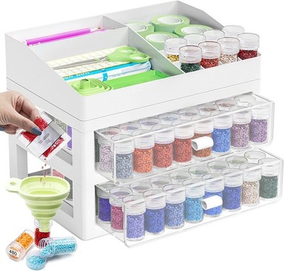 Diamond Painting Zubehör Boxen 96 Stück Aufbewahrungsbox mit Koffer Trichter