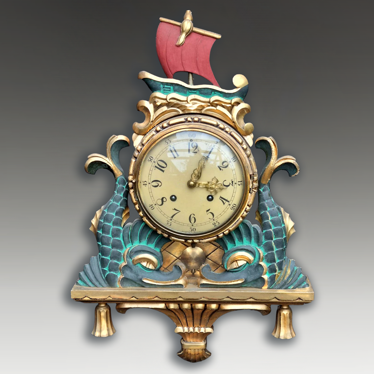 英国 Elliott社 マントルクロック　ウォルナット 1960年代　s2772 Antique Swedish gilded wooden wall clock Exacta made by Hasselblad