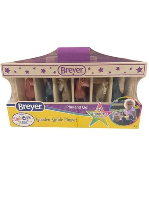 Breyer Unicorn Magic Wooden Stable Playset With 6 Unicorns NEW
