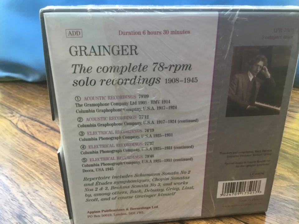 Percy Grainger the complete 78rpm solo recordings 1908-45 NEW 5 disc box set. - Image 2 of 3