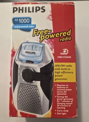 Philips AE1000 Self-Powered AM/FM Radio Hand Crank Emergency Radio NIB