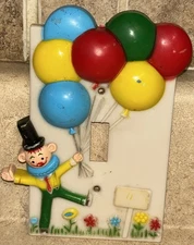 Vintage The Dolly Toy Company Clown Light Switch Cover Plate 1973 Plastic