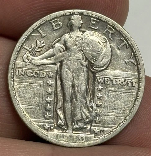 Fine 1919-D Standing Liberty Quarter, U.S. 25c Coins