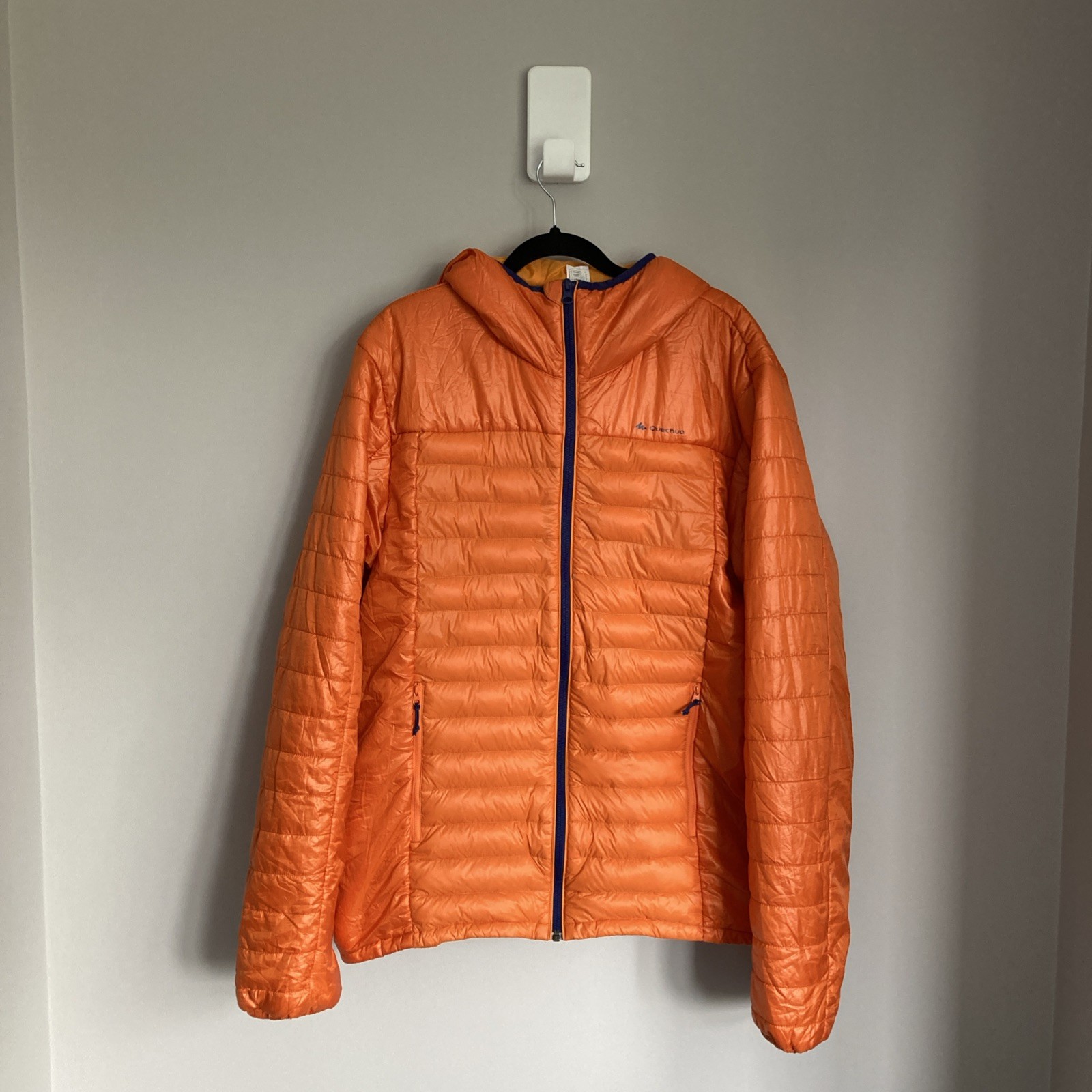 Quechua Mens XL Orange Lightweight Packable Insulated Puffer Jacket