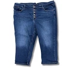 Maurices M Jeans 24W High Rise Button Fly Capri Denim Stretch Blue