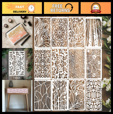 12 Pcs Reusable Floral Vine Stencils for Crafts, Painting, DIY Home Decor