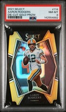 2021 PANINI SELECT DIE-CUT GOLD PRIZM #114 AARON RODGERS 2/10 PSA 8