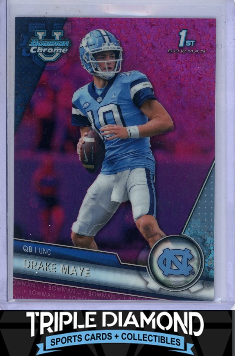2023 Bowman University Chrome 1st Drake Maye Fuchsia Mini Diamond #118/150 P914