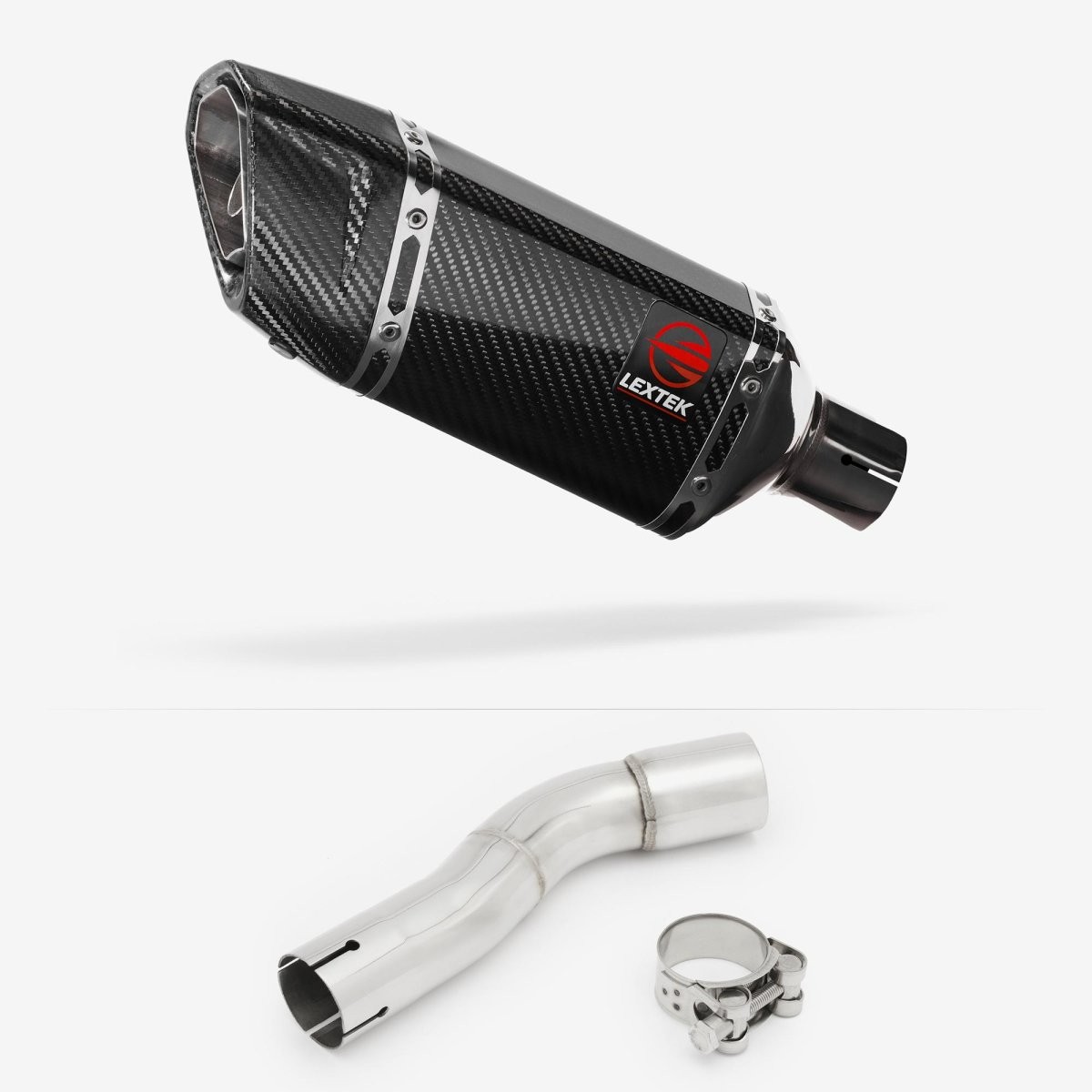 Lextek Carbon Fibre SP11C 200mm Exhaust with Link Pipe Silencer Rear Polished