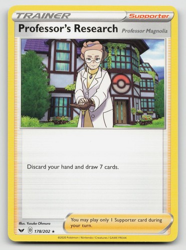 Professor's Research (Professor Magnolia) 178/202 Sword & Shield Holo Pokemon NM