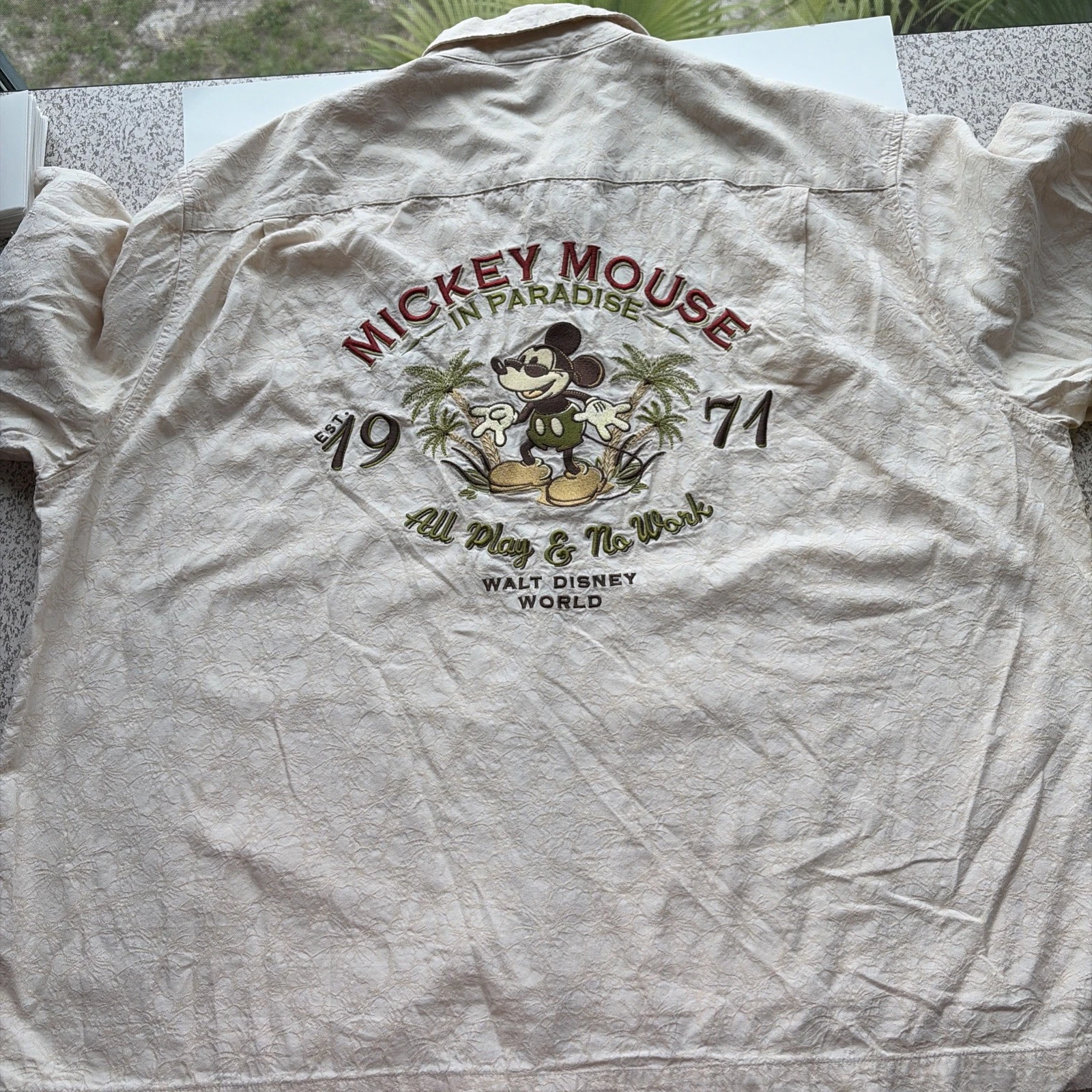 Disney Parks Shirt Mens 2XL Mickey Mouse In Paradise Hawaiian Embroidered