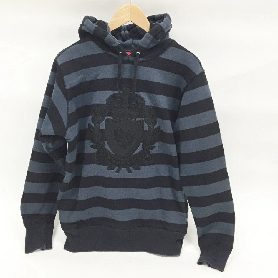 Sweat à capuche rayé Supreme M noir gris occasion
