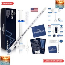 Hydrometer Alcohol Tester 0-200 Proof Glass Test Jar Kit Moonshine Spirits