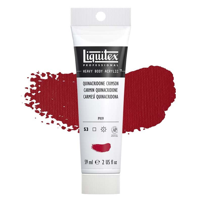 Peinture acrylique carmin quinacridone Liquitex Heavy Body tube beaux-arts sur toile