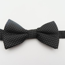 J Ferrar Bow Tie Black White Polka Dot 2.5" Wide Pre Tie Polyester Tuxedo