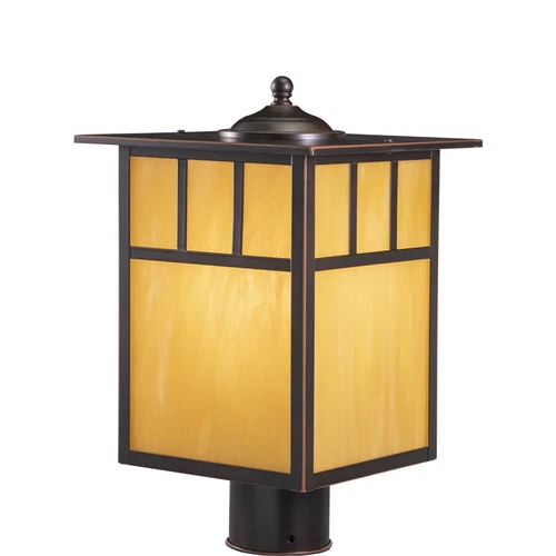 Vaxcel Mission 1L Bronze Outdoor Rectangle Post Light Honey Glass - Picture 1 of 5