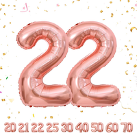 Geburtstag Zahlen Luftballon 22 Jahre | RoséGold Folienballon 22 XXL -Riesen Fol