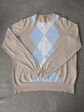Burberry Brit Multicolor Nova Check Sweater Mens Size M Tan Blue Light Weight