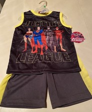 Justice League Boys 2pc Set Short Tank Top Size 4, 5, 6, 7 Multicolor