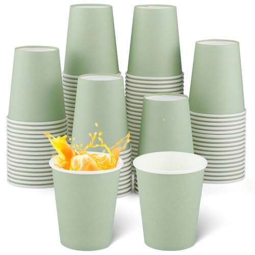 NatNarr 100 Pack Sage Green Paper Cup, 9oz Sage Green  Assorted colors 