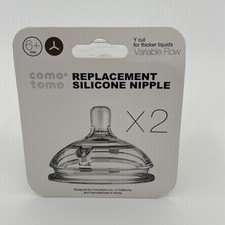 Comotomo Silicone Bottle Nipples Variable Flow Y Cut For Thicker Liquids 2 Pk H2