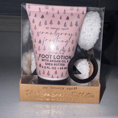 My Beauty Spot Cranberry Frosting Foot Care Set- Lotion And Plush Spa Socks NEW
