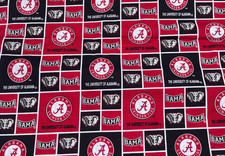 Alabama Crimson Tide Fabric 1.5 Yard Remnant 100 Cotton 44 Wide