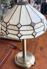HOMEBASE TF10808 Tiffany Style Table Lamp Stained Glass W/ Brass Effect Base