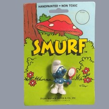 Unopened  1982 The Smurfs Vanity Smurf PVC Figure by Schleich Package Wear