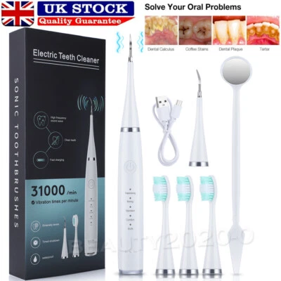 HAILICARE 6-in-1 Electric Tooth Scaler Teeth Whitening Kit for Deep Plaque &Tartar Removal