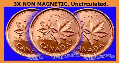 New 2012 Canadian Non-Magnetic /& Magnetic Brilliant UNC Penny