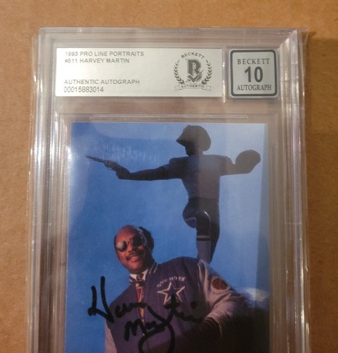 HARVEY MARTIN 1993 PRO LINE PORTRAITS SIGNED AUTOGRAPH CARD BECKETT 10 COWBOYS  - Picture 3 of 4