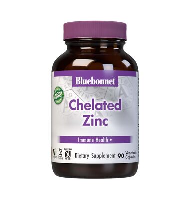 Bluebonnet Zinc Bisglycinate Chelate 90 Vegetable Capsules Immune Support