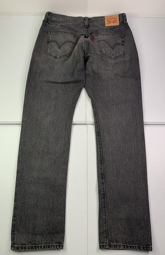 Levis Unisex 501 Straight 9" Rise 90s Style Faded Black 4 Button Denim Jeans EUC - Picture 7 of 11
