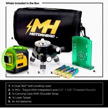 MOTORHEAD 165-Ft Self-Leveling 360-Degree Green Cross-Line Laser Level