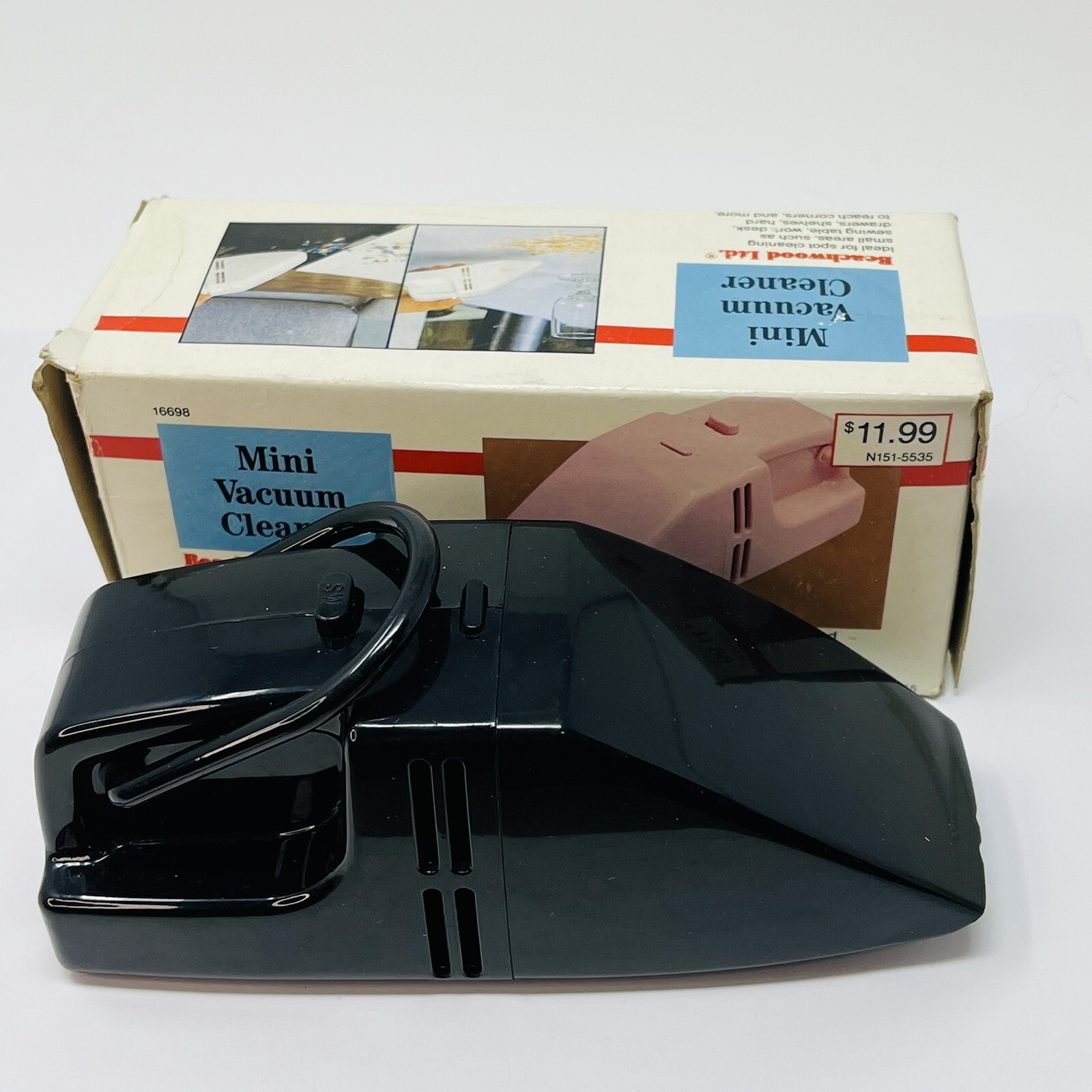 1980's Mini Vacuum Cleaner Battery Operated Beachwood Travel Size Black