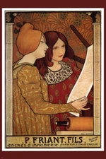 P FRIANT FILS INKS vintage ad poster by PAUL BERTHON FRANCE 1902 20x30 hot