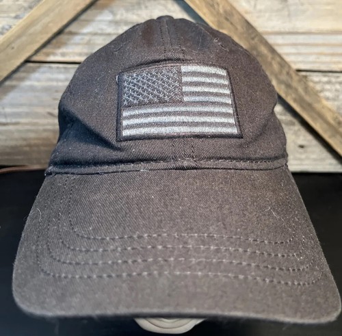 Academy Sports & Outdoors Black Adjustable Adult Baseball Ball Cap Hat USA Flag