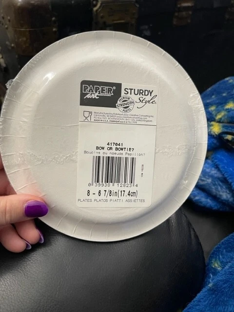 Baby Shower Bow or Bowtie? 6-7/8" Plates Paper 8 Pack Gender Reveal 8ct. New! - Image 2 of 2