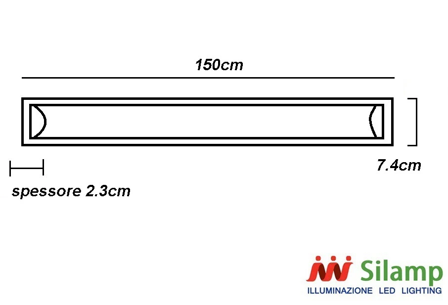 Plafoniera LED 150cm 60w 220v smd bordo a lato bianco P46-60W - Immagine 2 di 4