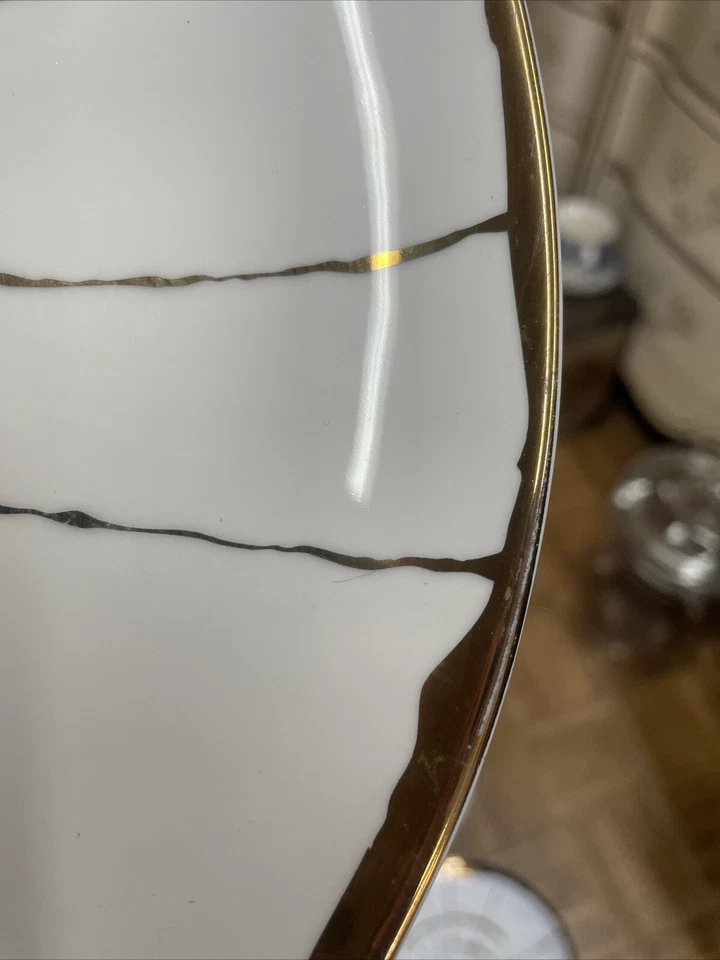 "Juego de 4 platos de cena David Stark West olmo madera rebanada oro blanco 11,25""" Foto 4 de 4